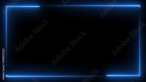 Abstract glowing neon blue line moving loop animation on black background.