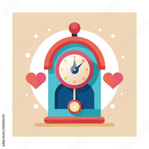 Cute Clock with Heart Shaped Pendulum Inside