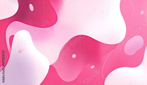 Abstract fluid shapes in pink and white