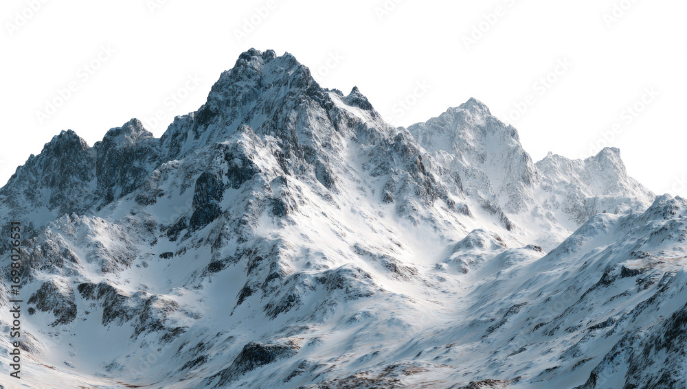 Fototapeta premium Snowy mountain range, frosty peaks