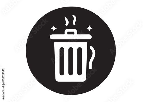trash can logo silhouette vector, trash bin icon silhouette vector illustration, recycling and waste management silhouette logo, garbage trash can logo silhouettes vector on white background