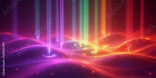 Fractal abstract background with colorful glowing light and space design