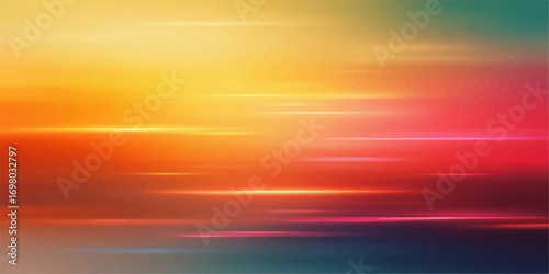 An amazing abstract orange and red sunset on the sea horizon, creating a beautiful cloudscape