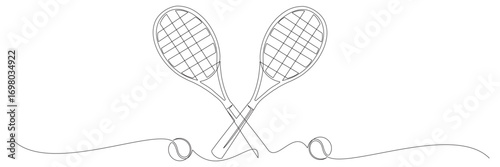 Continuous line drawing of the tennis racket symbol concept. Tennis ball for sports match Vector illustration 1