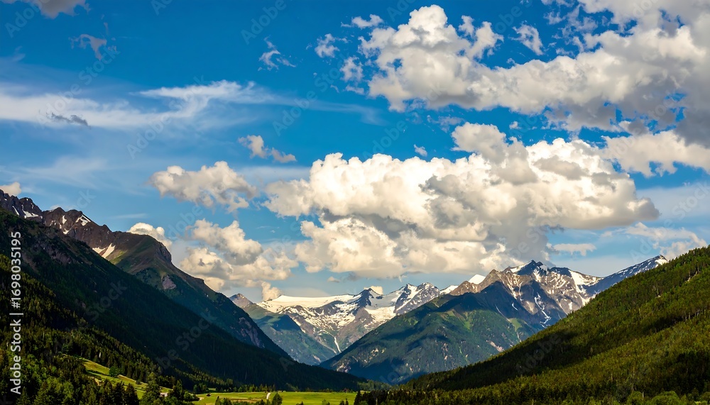 Fototapeta premium Scenic mountain valley under a vibrant sky