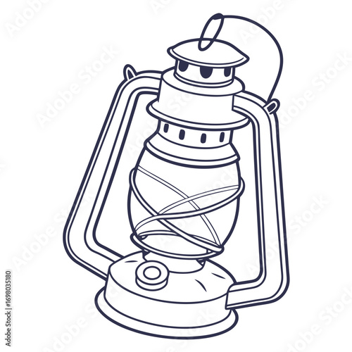 Vintage kerosene lantern illustration with a classic design and simple outline for retro or camping themes