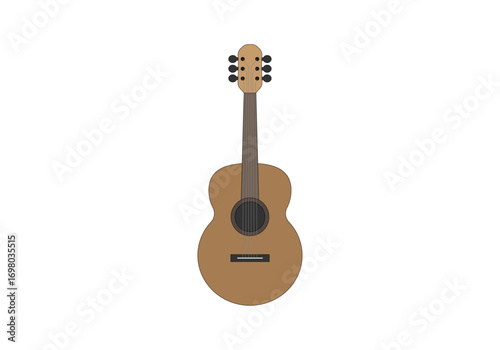 Guitarra española marrón en fondo blanco