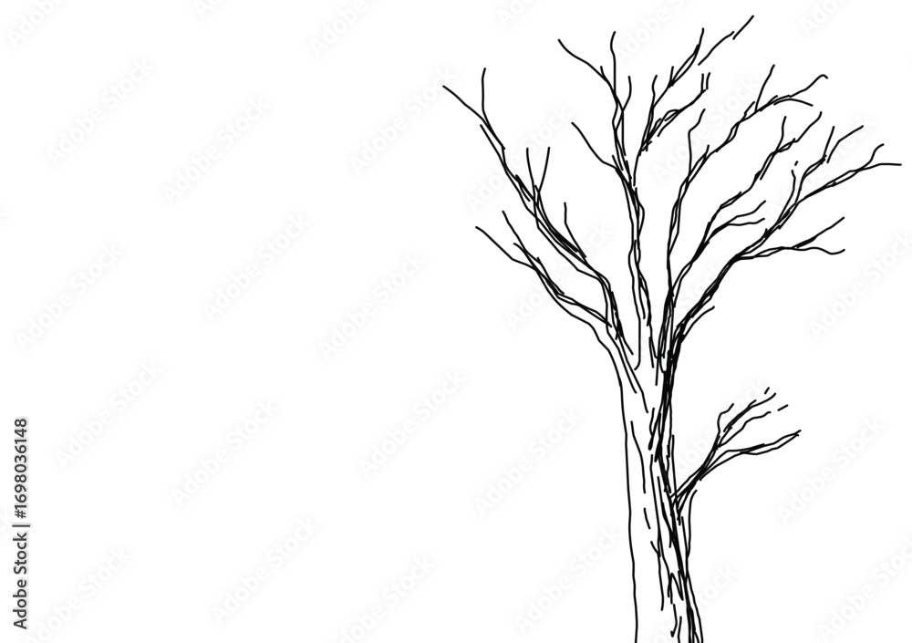 Fototapeta premium tree sketch nature outline drawing with empty space.eps
