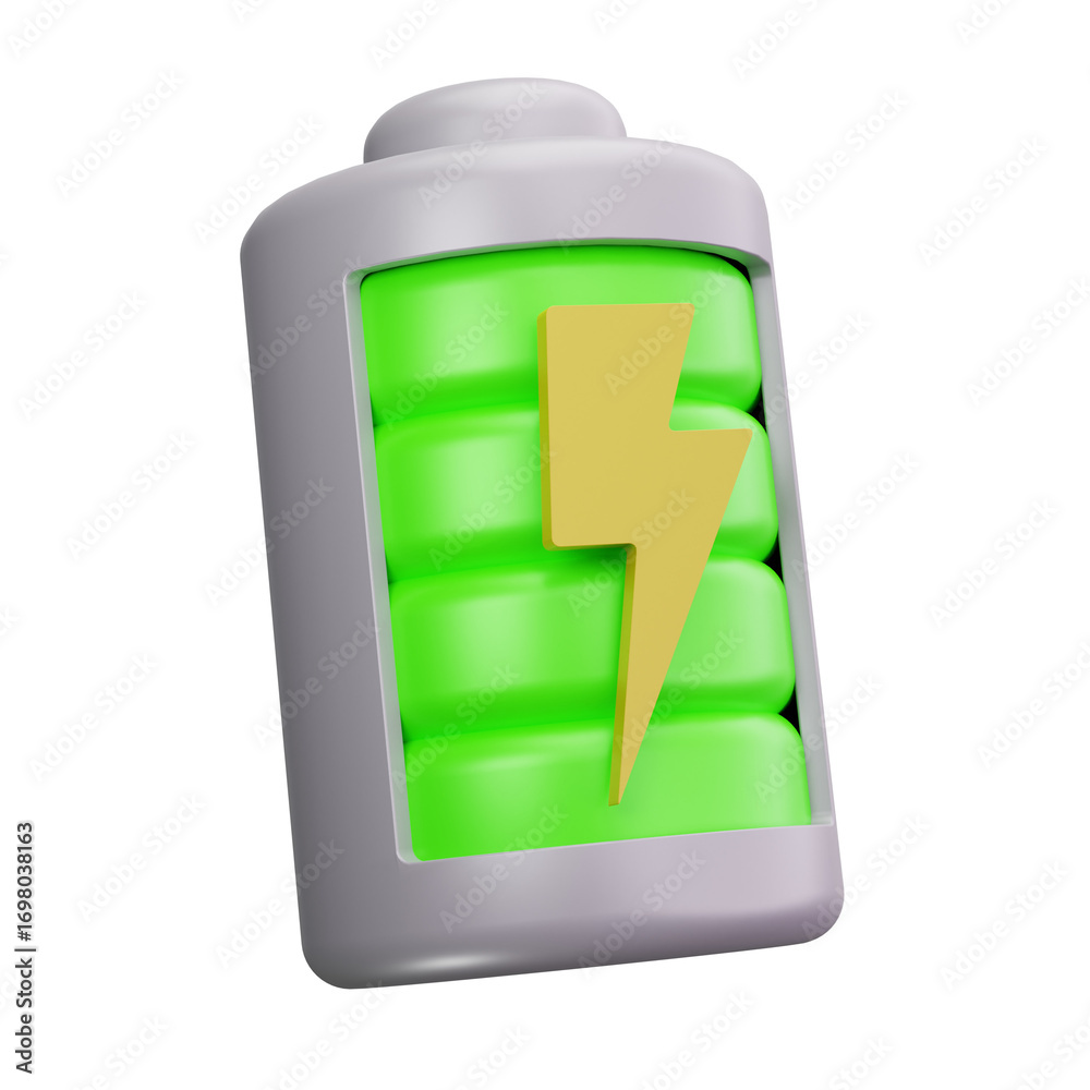 Obraz premium 3D Full Battery Charge Power Icon