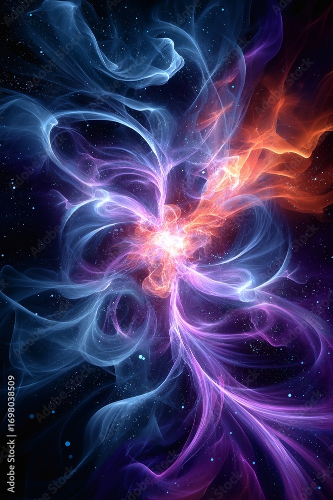 Fototapeta premium Nebula formation with swirling energy and celestial light patterns.