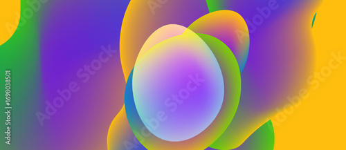 Abstract colorful shapes blend, creating fluid gradients. Vibrant hues overlap, forming soft, glowing orbs. Modern design, dynamic composition.