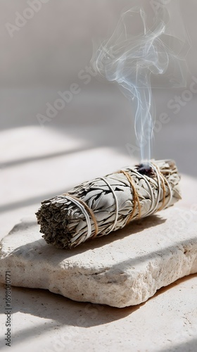 Sage Smudge Stick on a Light Background