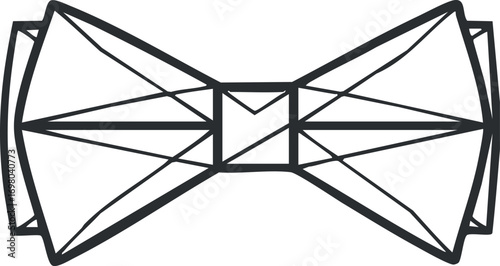 Stylized black and white illustration of a classic bowtie suitable for formal occasions. Black on transparent background.