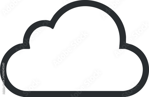 Simple outline illustration of a cloud representing weather and nature. Black on transparent background.