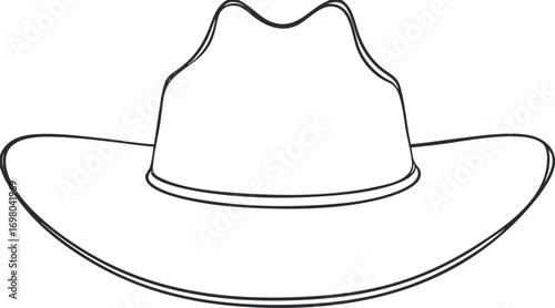 Outline illustration of a cowboy hat suitable for various design and fashion projects Black on transparent background.