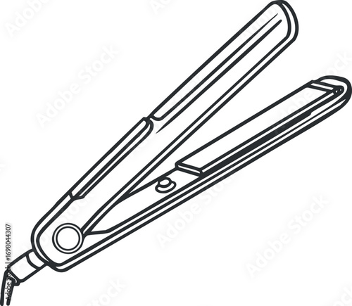 A sleek hair straightener designed for professional styling and personal grooming. Black on transparent background.