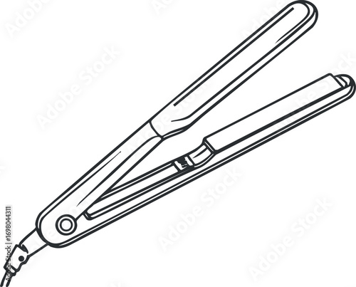A sleek hair straightener designed for effective hair styling and grooming in personal care. Black on transparent background.