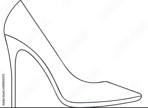 A sleek and elegant high heel shoe silhouette designed for fashion and style enthusiasts. Black on transparent background.