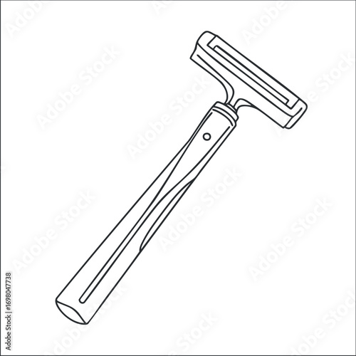 An outline illustration of a classic razor designed for grooming and shaving purposes. Black on transparent background.