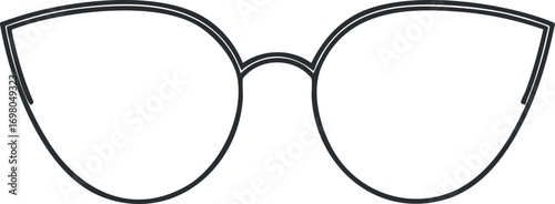 Stylish cat-eye glasses outline suitable for fashion and eyewear design projects Black on transparent background.