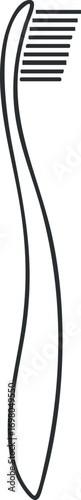A minimalist illustration of a toothbrush emphasizing personal hygiene and dental care. Black on transparent background.