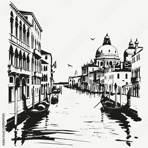 Venice Italy cityscape sketch illustration vector