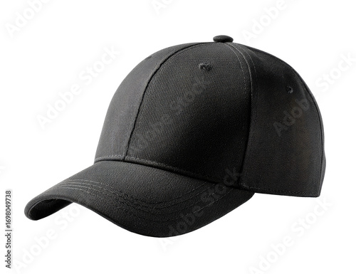 Plain dark gray baseball cap, angled view