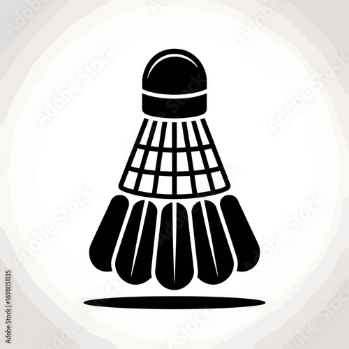 Simple Black Shuttlecock Illustration Against a Neutral Background