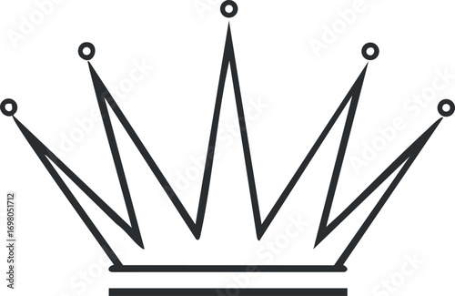 A simple and elegant crown illustration representing royalty and nobility in design. Black on transparent background.