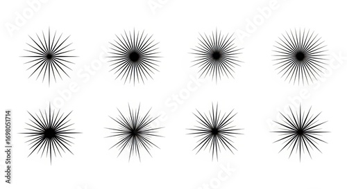 Wallpaper Mural Set of Starbursts, Black Lines on White Background, Geometric Design Elements Torontodigital.ca