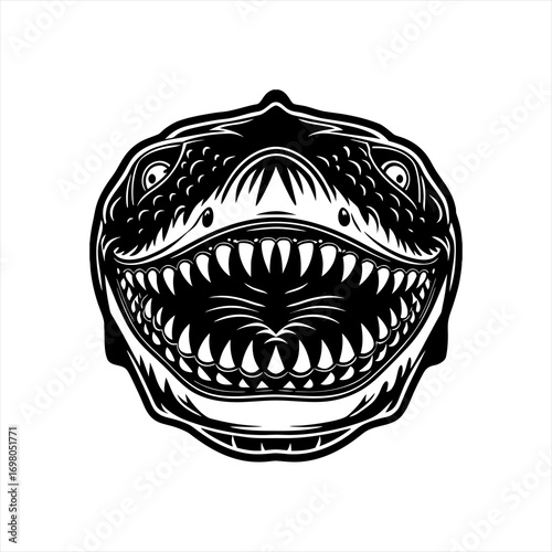 Fierce Dinosaur Head with Sharp Teeth.