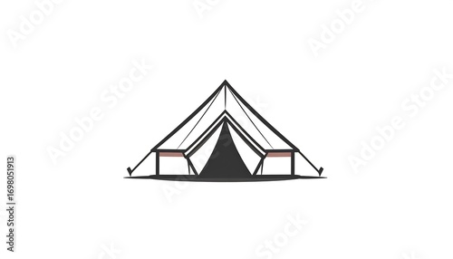 Simple black and white camping tent graphic