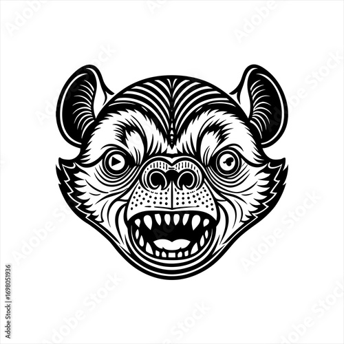 Fierce Hyena Head Tribal Tattoo Design.