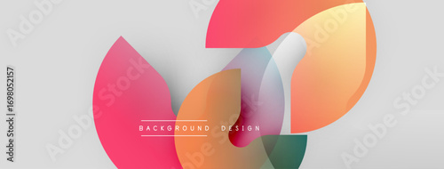 Abstract shapes overlap, creating vibrant color gradients. Minimalist design with text background design centered. Clean, modern aesthetic.