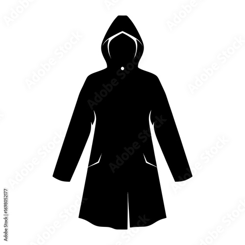 vector silhouette of a raincoat with a white background