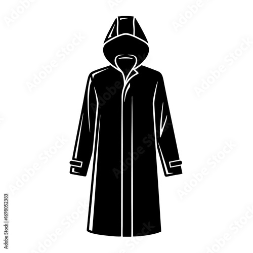 vector silhouette of a raincoat with a white background