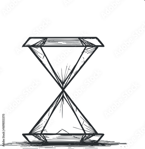 An artistic sketch of an hourglass symbolizing the passage of time and its significance. Black on transparent background.