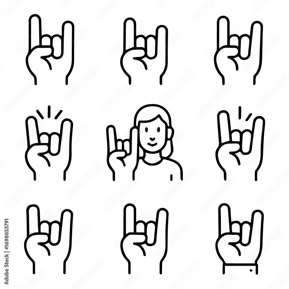 Obraz premium Rock On Hand Gestures with Woman Making Sign of the Horns.