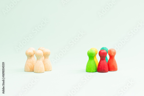 Different opinion, overcome boundary, negotiation, political confrontation, discussion, communication and solution by teamwork, group of people 