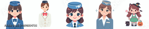 smiling flight attendant girl vector