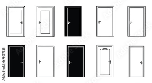 various door designs shown in black white and gray
