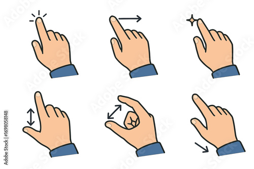 Hand gestures for touchscreen interface navigation and interaction