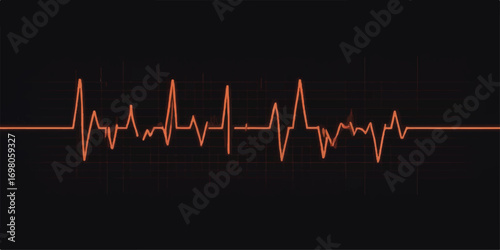 Black illustration of a green cardiogram heartbeat pulse on a monitor