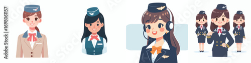 smiling flight attendant girl vector