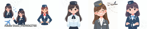 smiling flight attendant girl vector