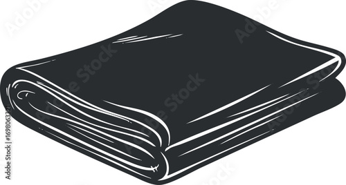 A rolled soft blanket illustration suitable for home decor or comfort themes. Black on transparent background.
