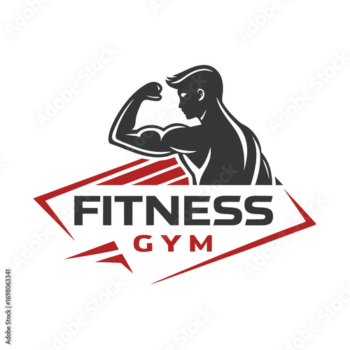 Muscular arm silhouette logo design for fitness gym and sports brands