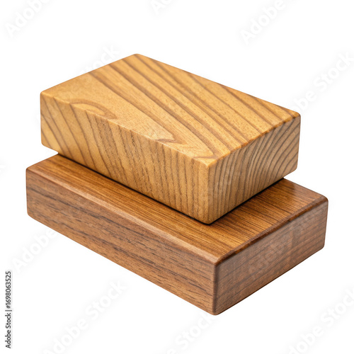 Two wooden blocks isolated on transparent background