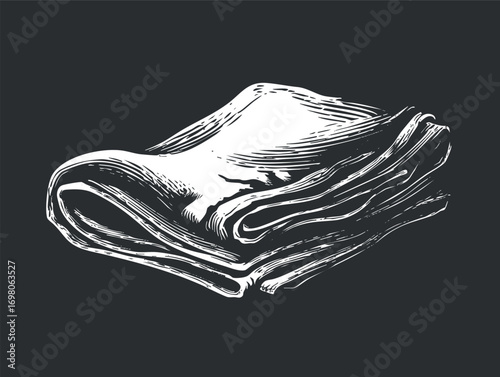 Illustration of a folded blanket showcasing its soft texture and cozy appeal. Black on transparent background.