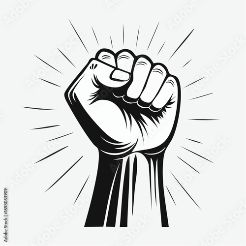 Raised fist - symbol of victory, strength, power and solidarity flat icon for apps and websites